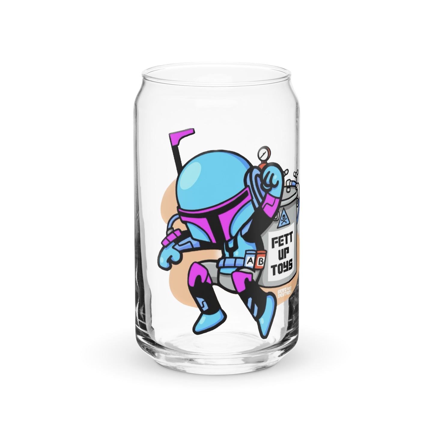 Fett Up Toys Logo Canned Glass