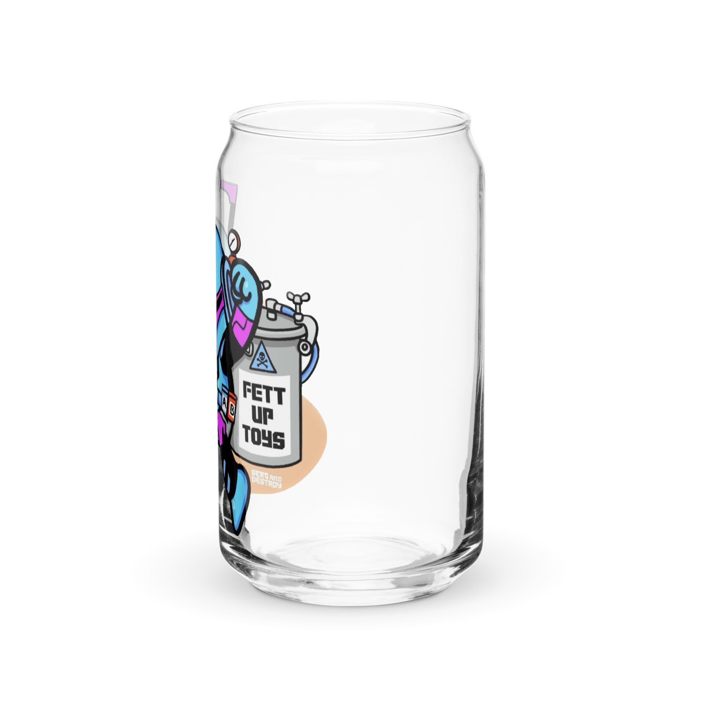 Fett Up Toys Logo Canned Glass